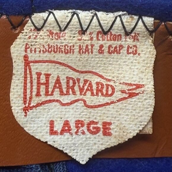 Harvard Wool Cobalt Blue Fitted Baseball Cap Hat Sz Large Vtg + Extra Hat - READ - Picture 7 of 16